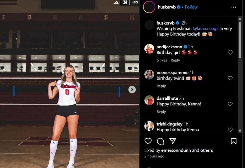 Screenshot of Huskervb Instagram post (@huskervb/ig)